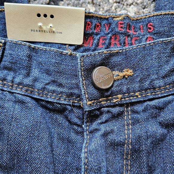 PERRY ELLIS AMERICA Mens VTG Blue Jeans Stonewash Slim Fit Straight Leg 34 X 30 - Picture 5 of 10